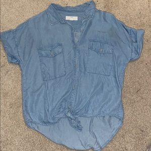 blue button up shirt